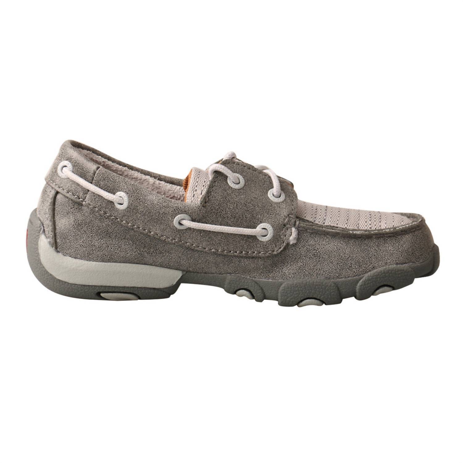 New Twisted X Boys Youth Driving Mocs Shoes In Grey / Light Grey